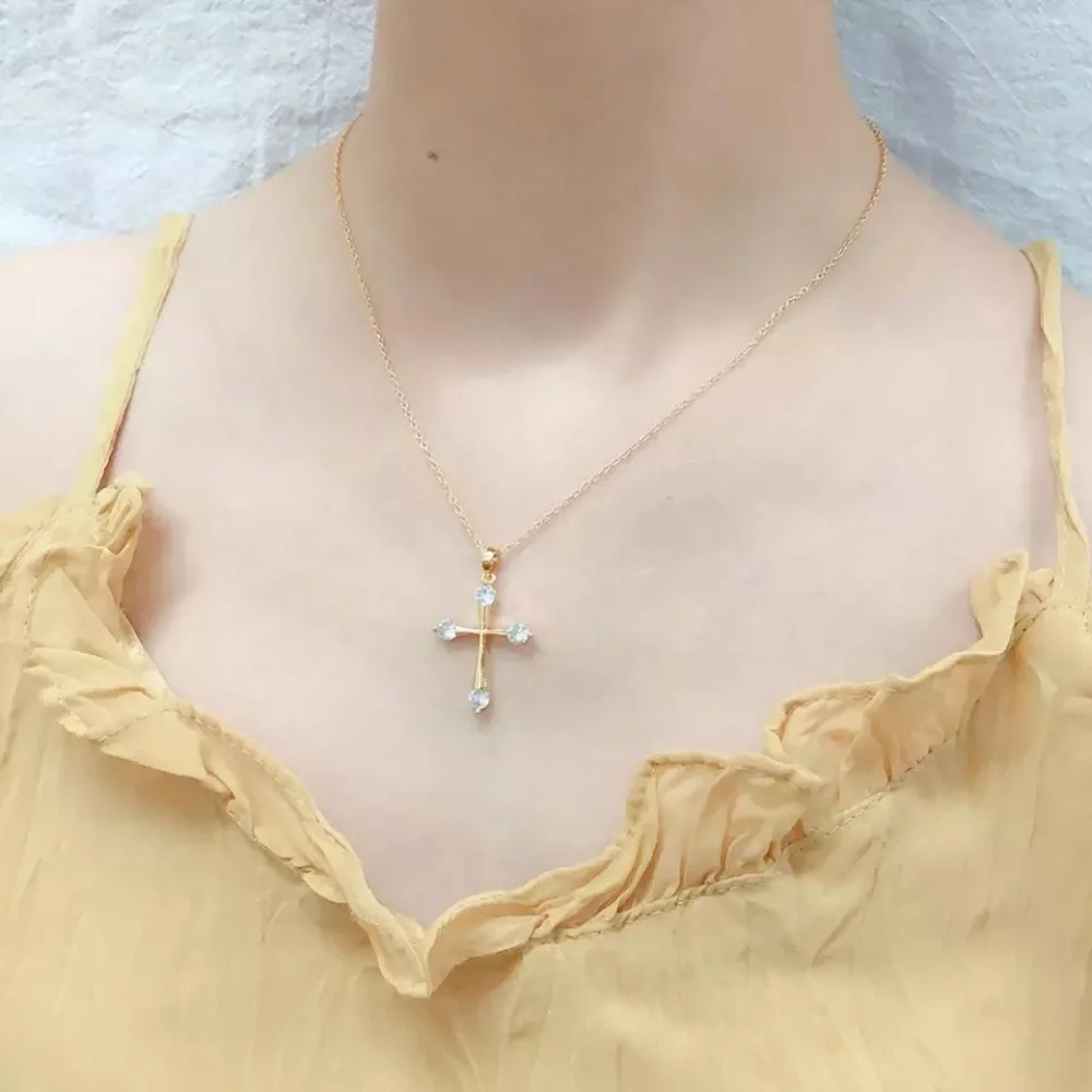 Gold Plated Double Fair Goth Pendants Necklace - Picture 1 of 8